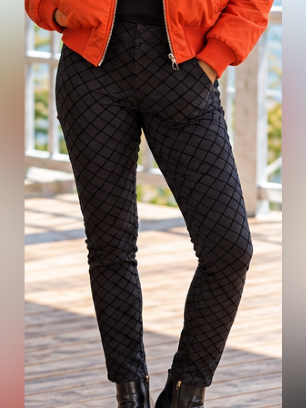 PAIGE Black Diamond-Quilted Skinny Pants